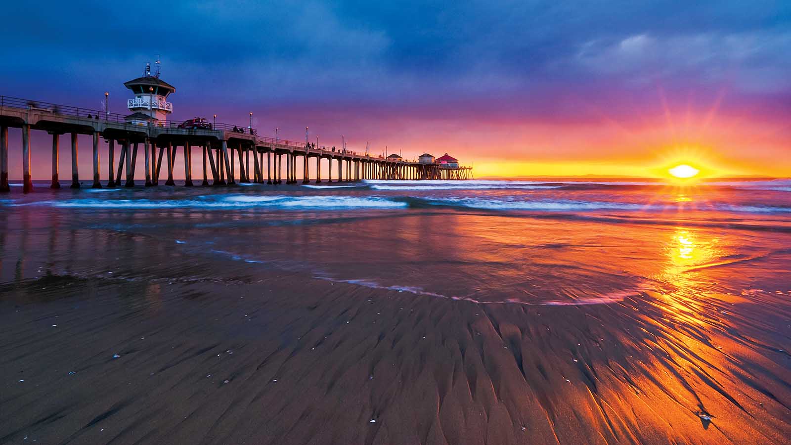Huntington beach at sunset